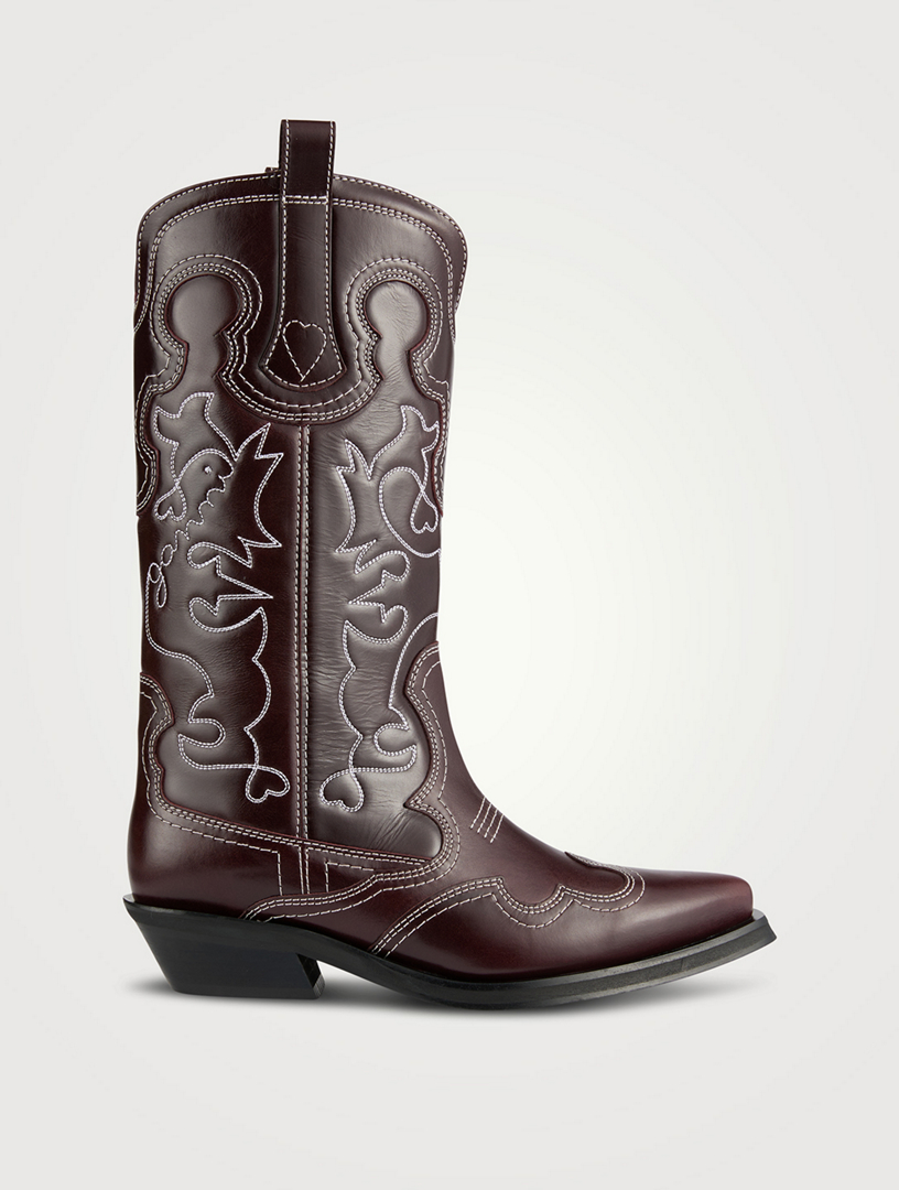 Embroidered Leather Western Boots