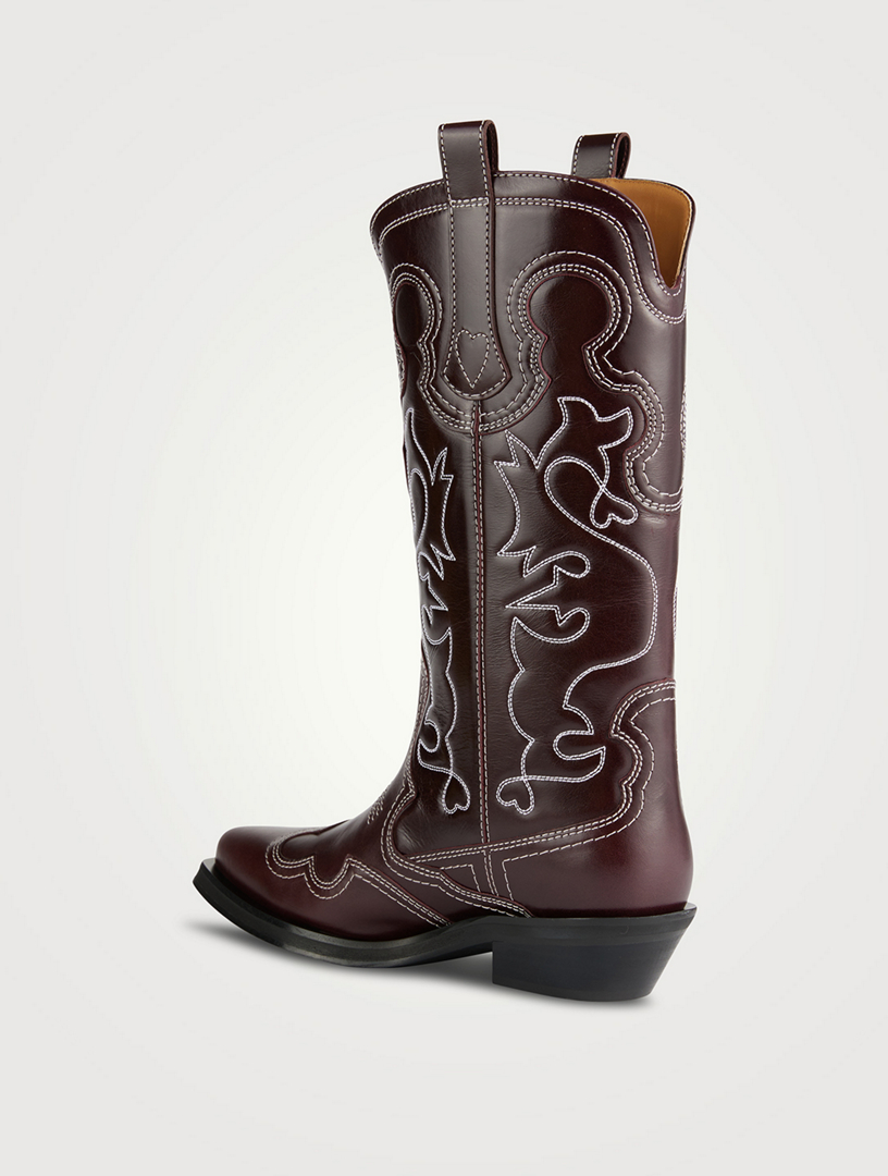 Embroidered Leather Western Boots