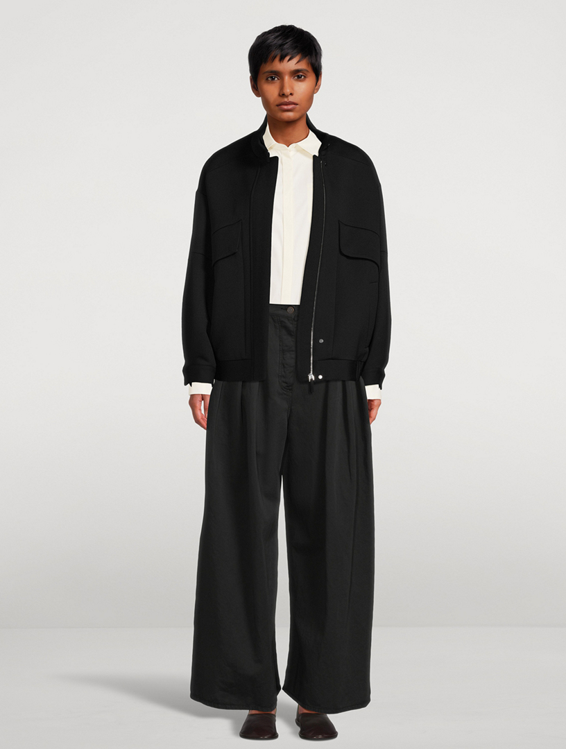 THE ROW Criselle pleated cotton and linen-blend twill wide-leg pants
