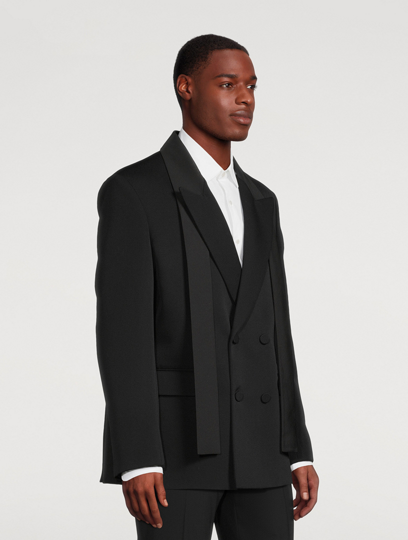 VALENTINO Wool Double-Breasted Jacket With Silk Scarf | Holt Renfrew