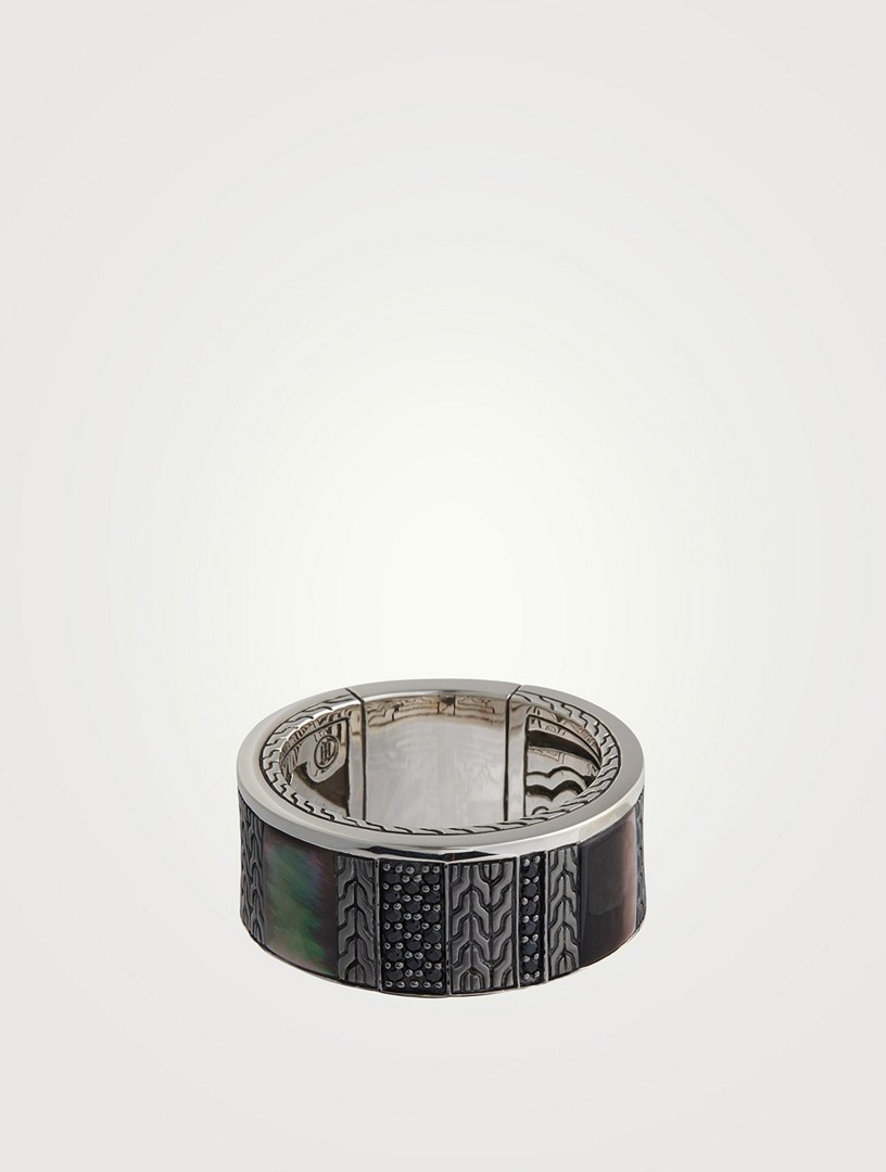Carved Chain Inlay Band Ring