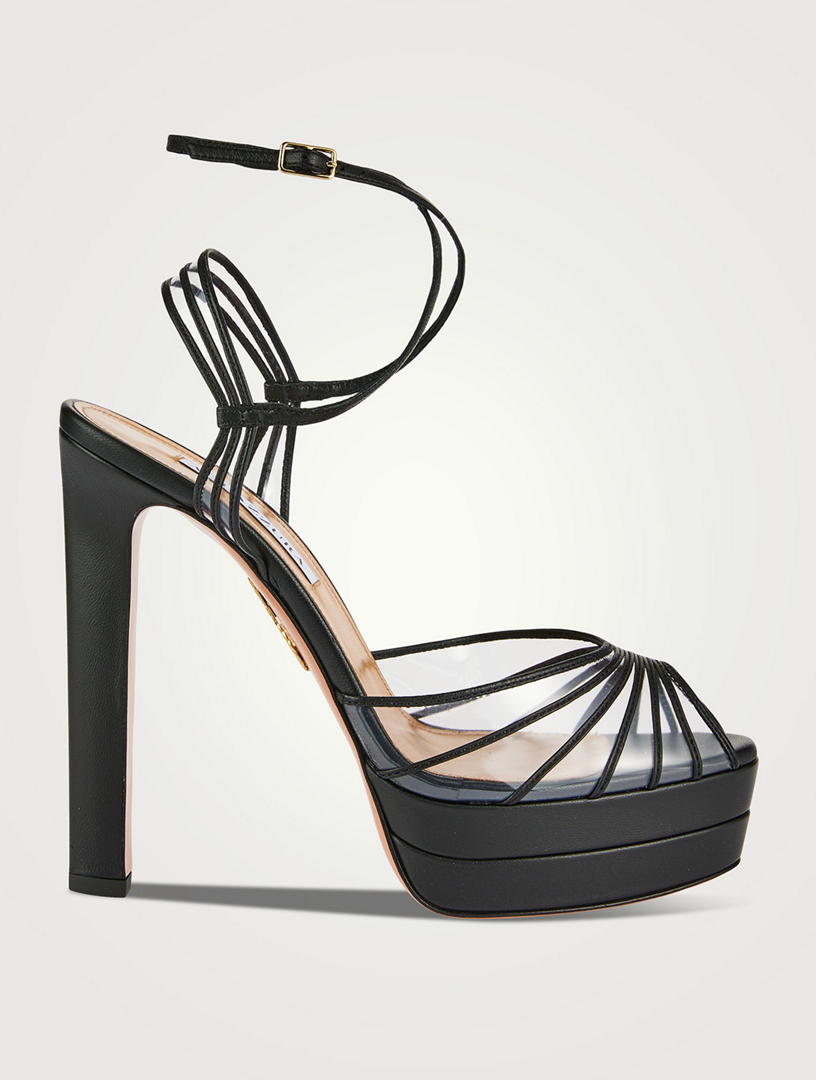 AQUAZZURA Call Me Leather And PVC Platform Sandals