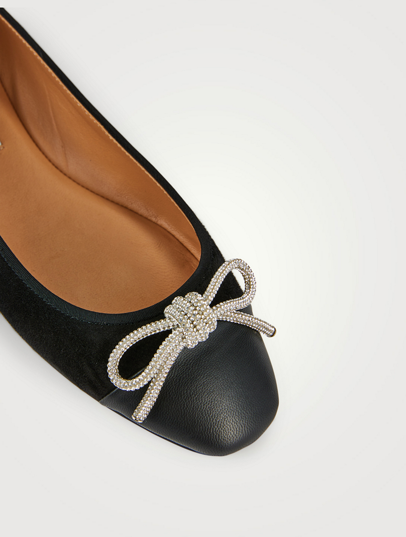 AQUAZZURA Ballerines Parisina en suède ornées de cristaux Holt