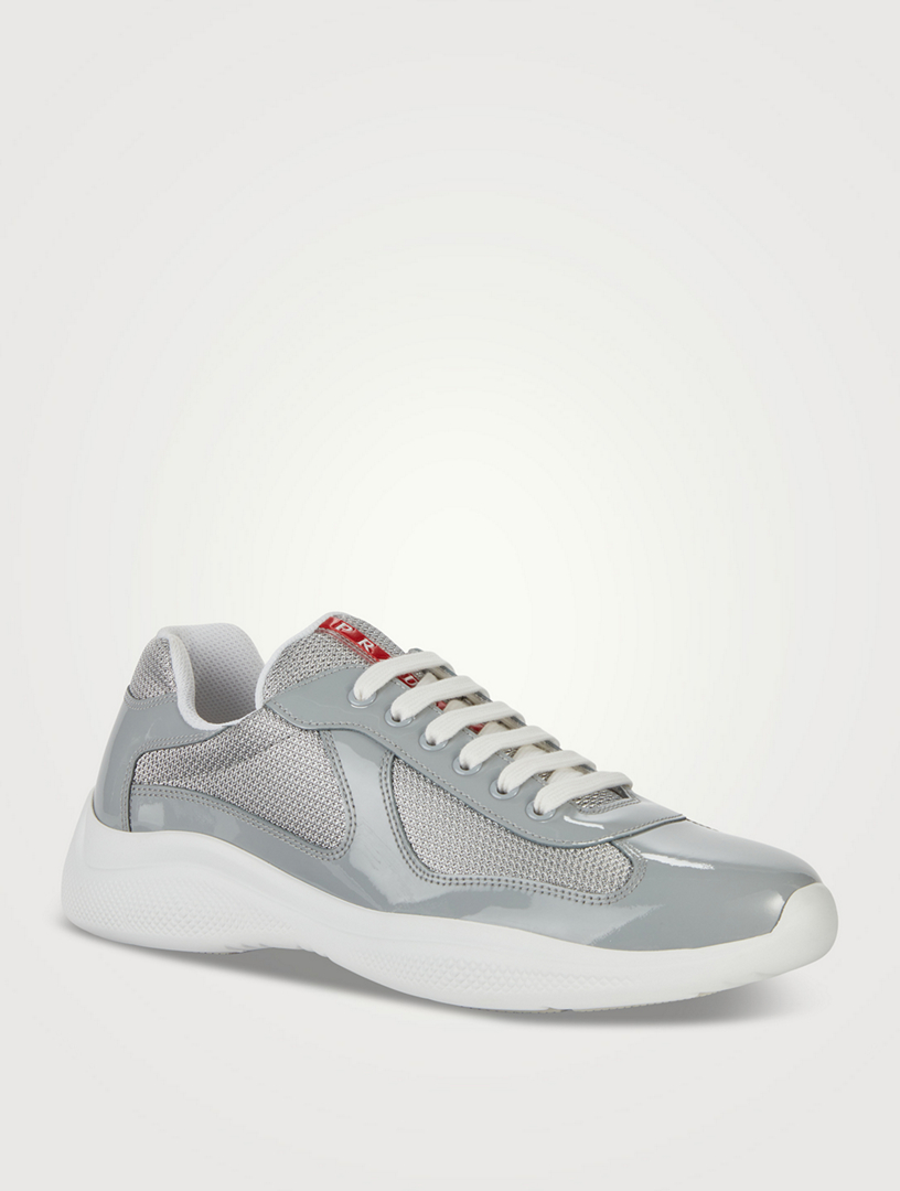 Prada technical mesh and clearance leather sneakers