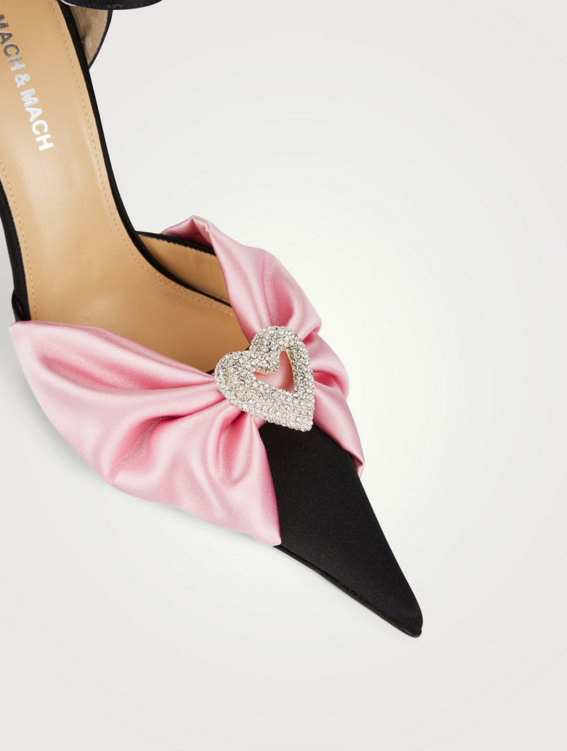 Double Heart Satin Pumps