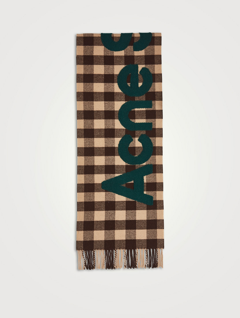 Wool-Blend Check Logo Scarf