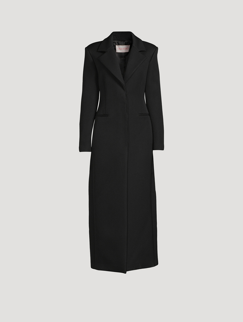 Elegant Black Long Wool Coat Women 3148