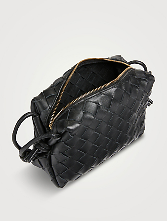 BOTTEGA VENETA Mini Loop Intrecciato Leather Crossbody Bag  Black