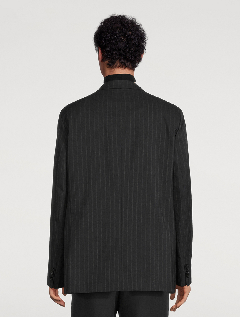 Wool-Blend Pinstripe Suiting Jacket