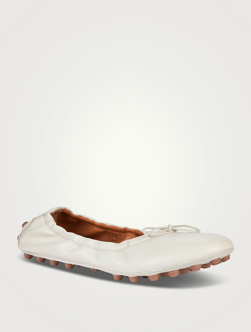 Bubble leather ballet flats