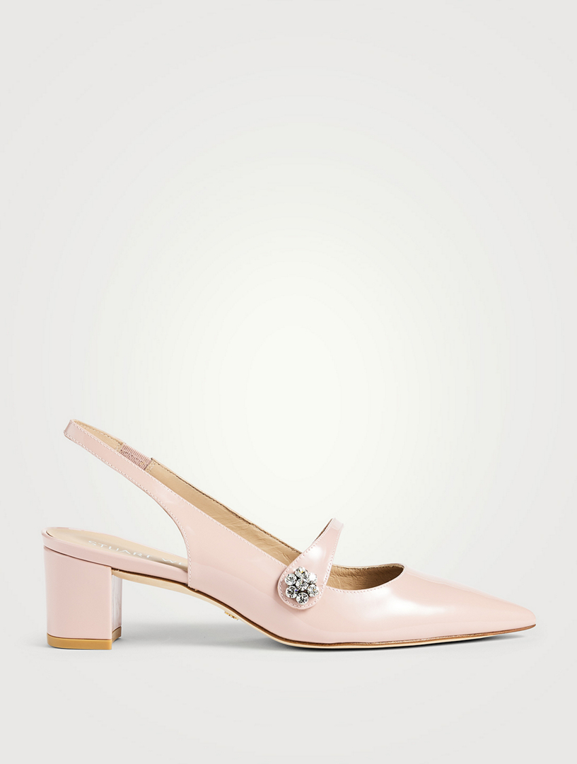 STUART WEITZMAN Crystal Fleur Patent Leather Slingback Pumps | Holt Renfrew