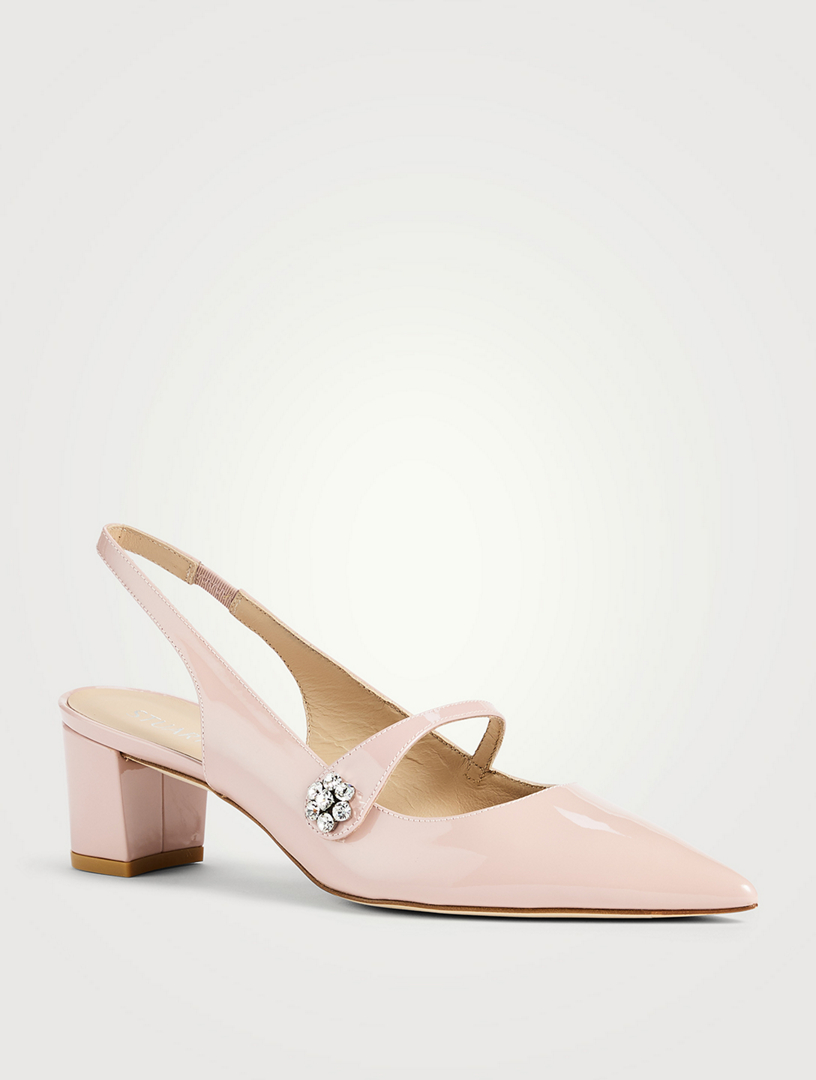 Crystal Fleur Patent Leather Slingback Pumps