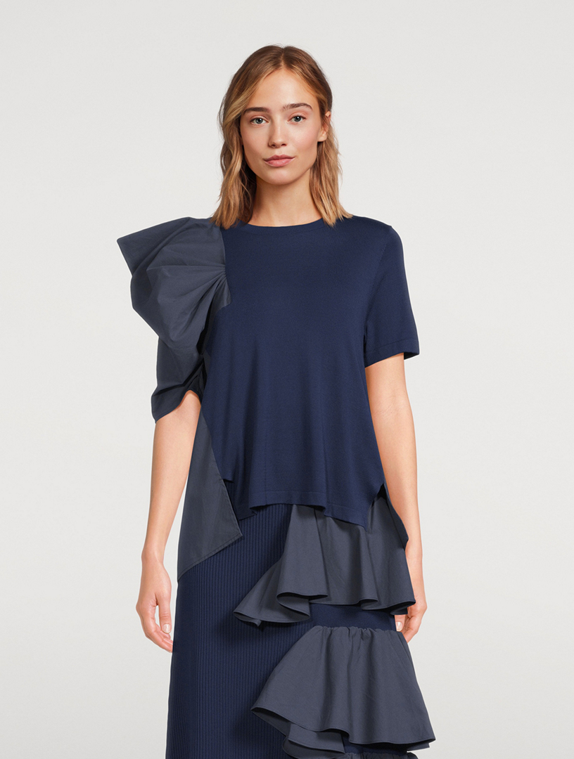 Vanilla Asymmetric Puff-Sleeve T-Shirt