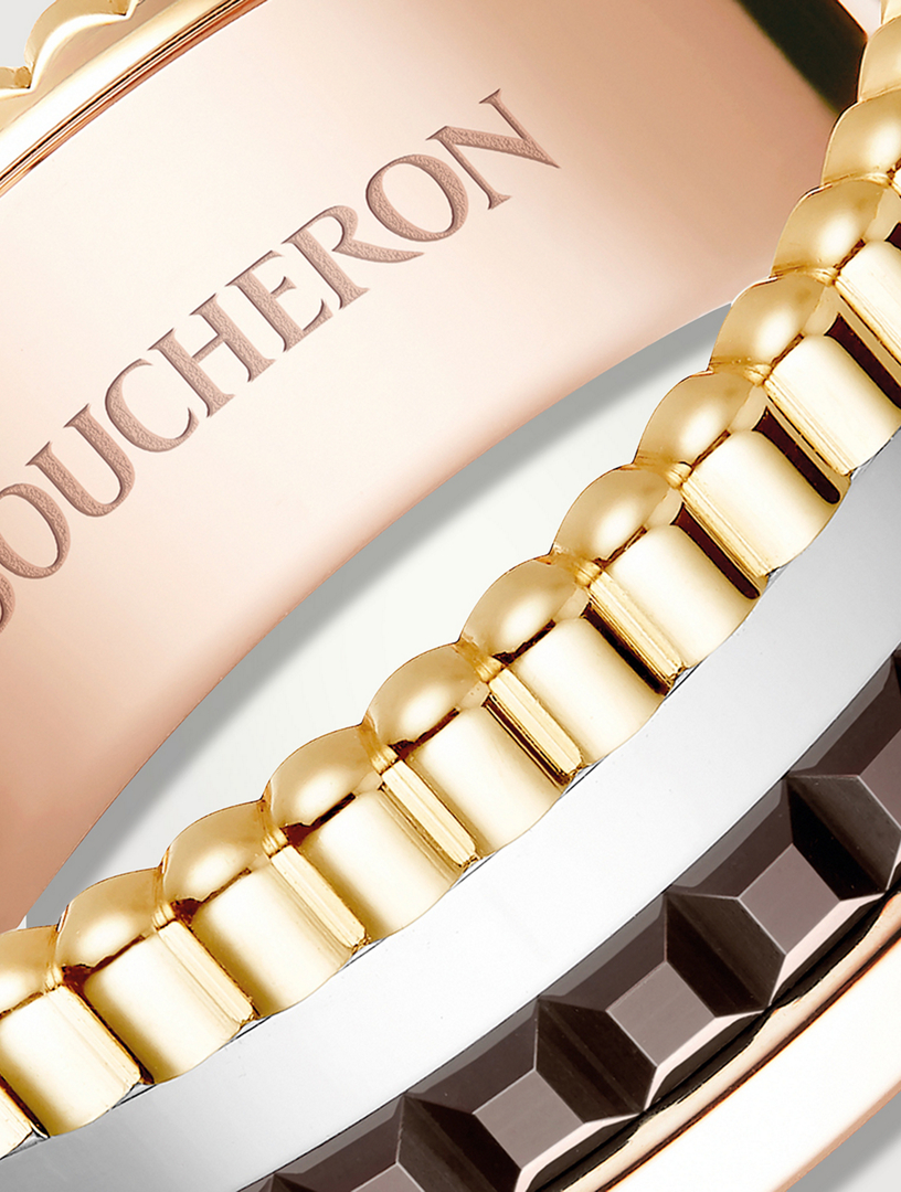 Small Quatre Classique Gold Ring With Brown PVD