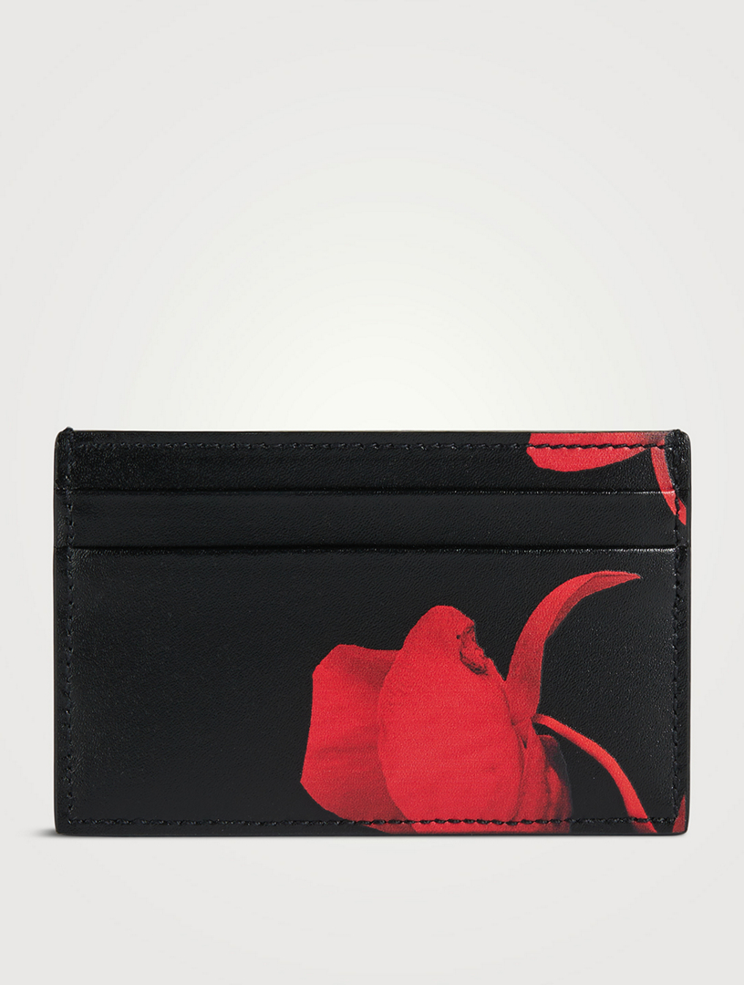 Red Orchid Leather Card Case