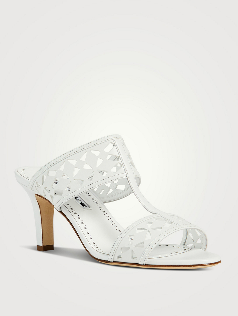 Sophocles Laser-Cut Leather Mules