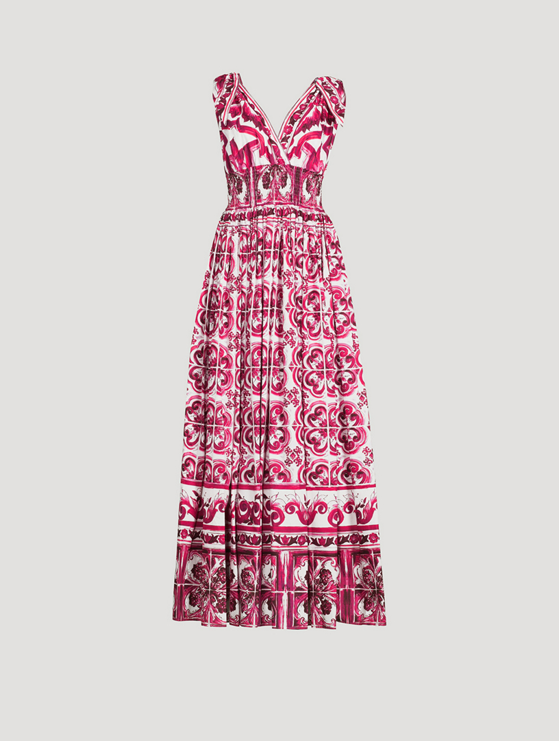 Poplin Maxi Dress In Majolica Print