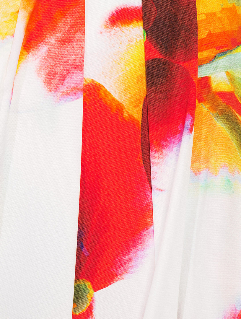 Gathered Midi Skirt Solarised Orchid Print
