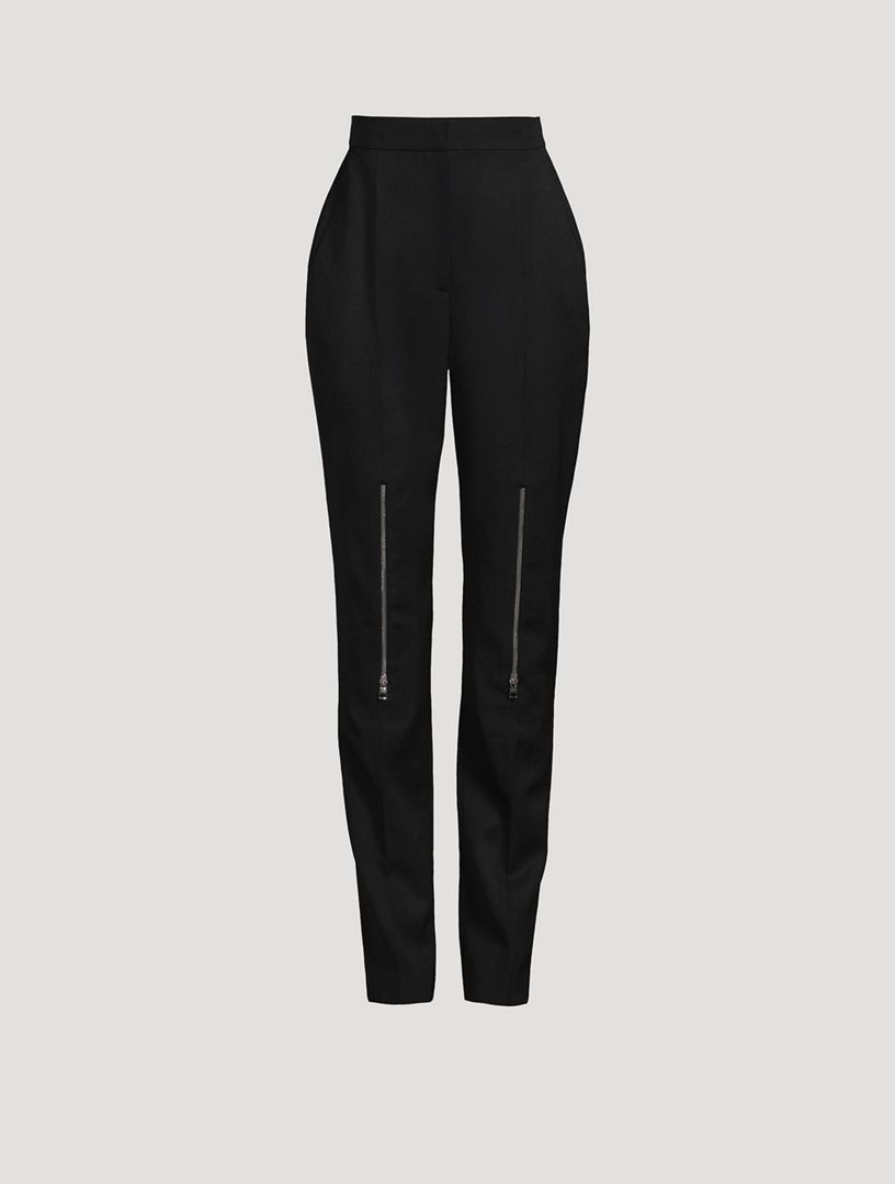 ALEXANDER MCQUEEN Zipper-Trimmed Wool Cigarette Trousers | Holt Renfrew