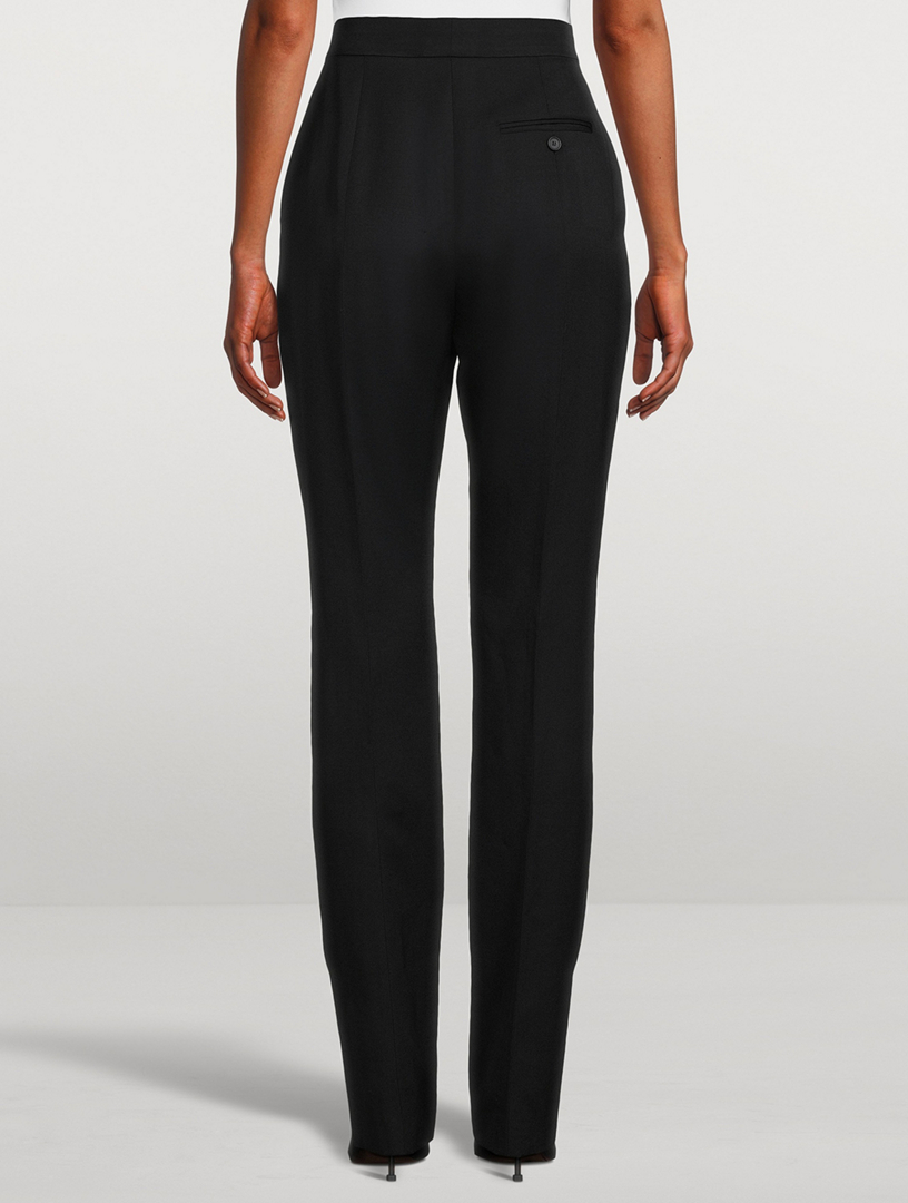 Zipper-Trimmed Wool Cigarette Trousers