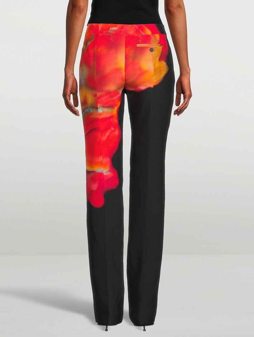 ALEXANDER MCQUEEN Low-Rise Cigarette Trousers In Solarised Petal Print