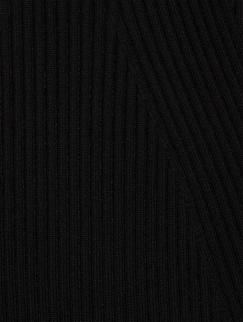 Slashed Knit Long-Sleeve Top
