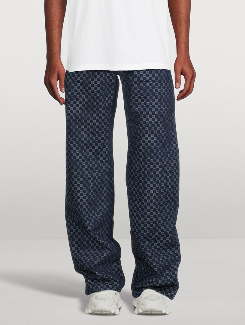 Mini Monogram Jacquard Wide-Leg Jeans