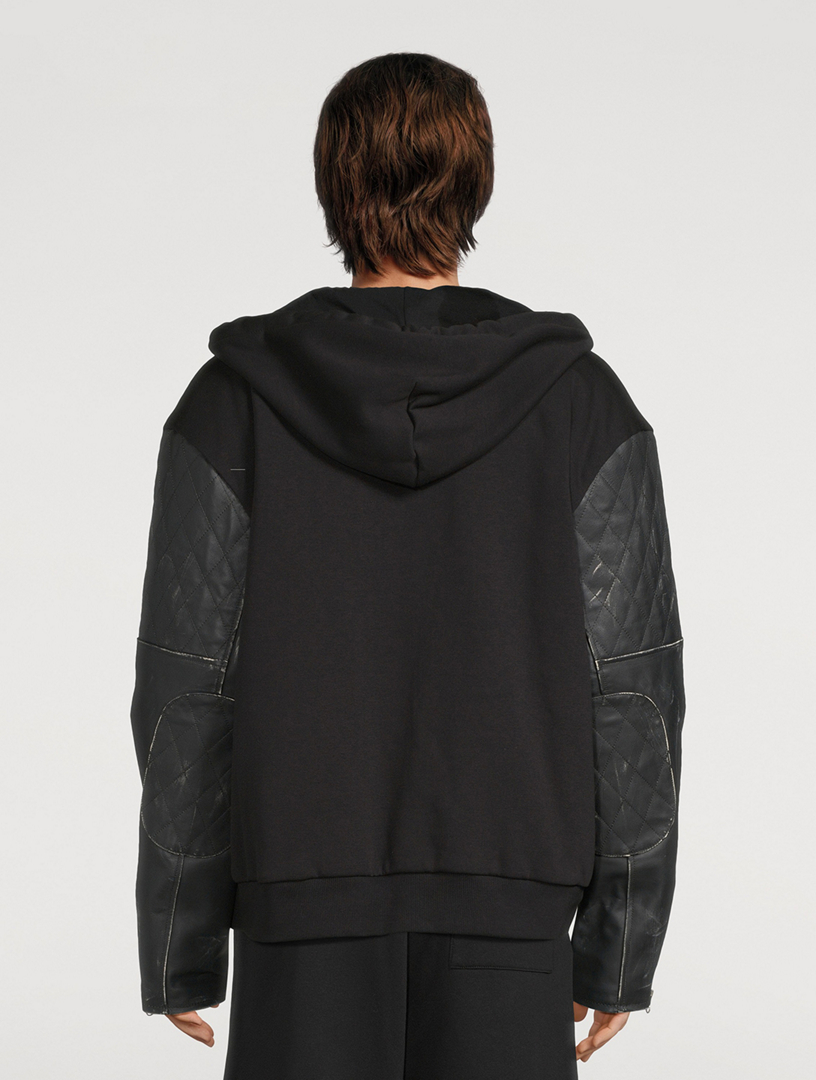 MM6 MAISON MARGIELA Zip Hoodie With Leather Sleeve Holt Renfrew