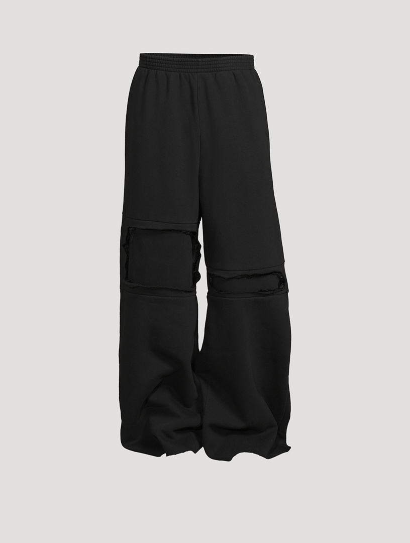 Wide-leg cotton-blend sweatpants in black - MM 6 Maison Margiela