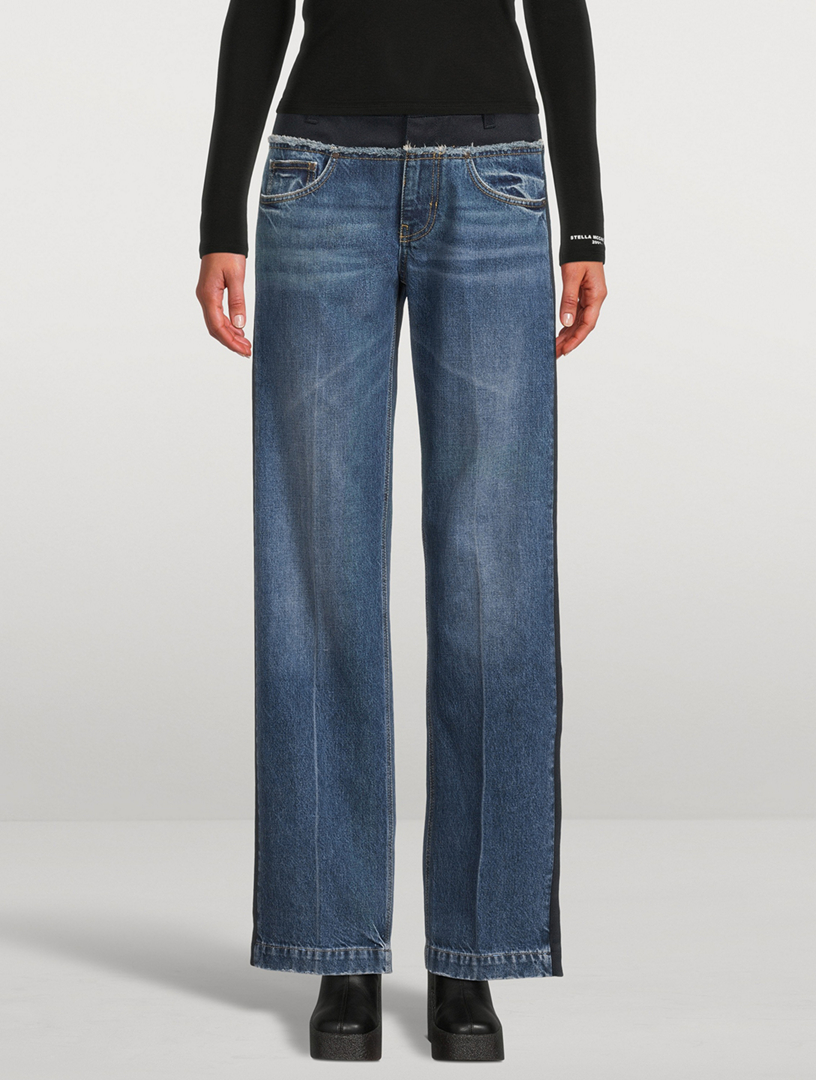 Twill Panelled Straight-Leg Jeans