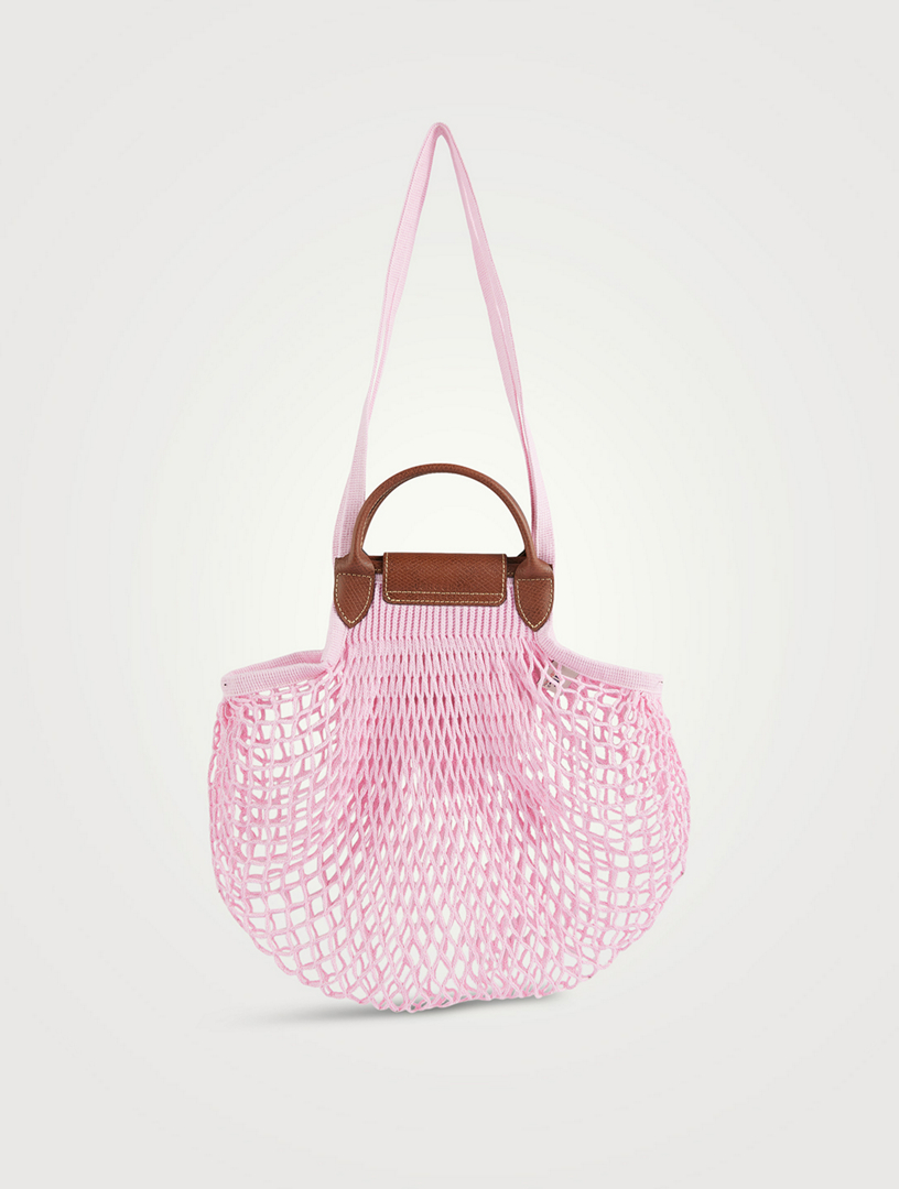 Longchamp Le Pliage Filet Knit Mesh Handel Bag Shopper ~NWT~ Blush