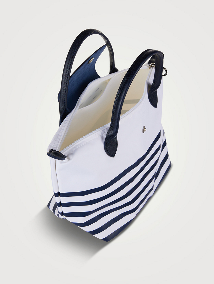 Longchamp Le Pliage Mariniere Small Shoulder Tote - Navy/White