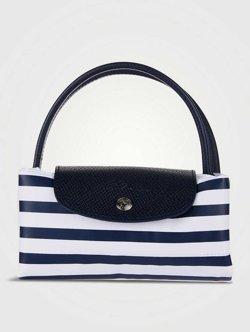 Longchamp Le Pliage Mariniere Small Shoulder Tote - Navy/White