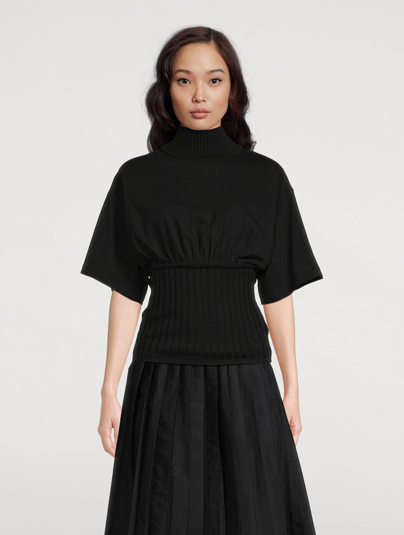 Short-Sleeve Turtleneck T-Shirt Sweater