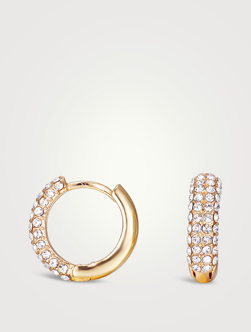 Pave huggie sales hoop earrings