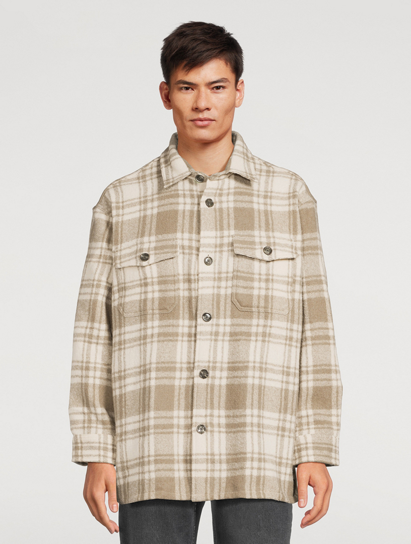 AMI PARIS Wool Overshirt In Plaid Print | Holt Renfrew