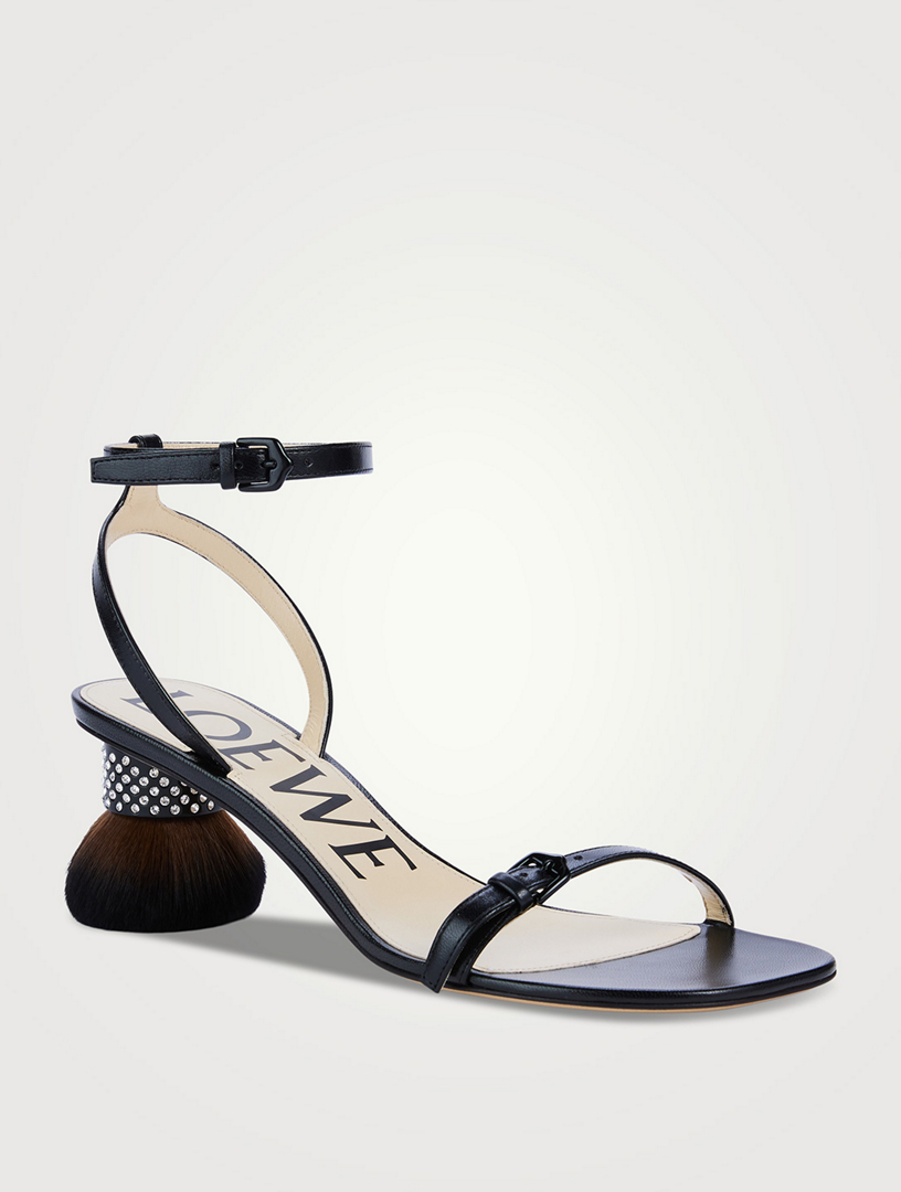 LOEWE Petal Brush Heel Leather Sandals Holt Renfrew