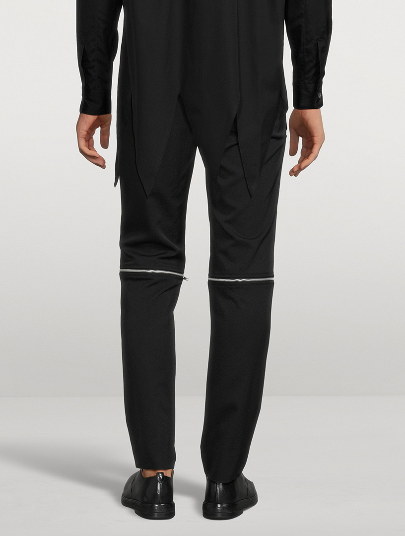 Wool Slim-Fit Pants With Zipper