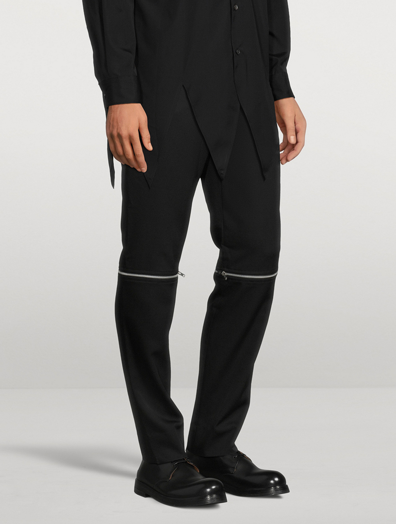 Black tapered fit plisse smart trousers