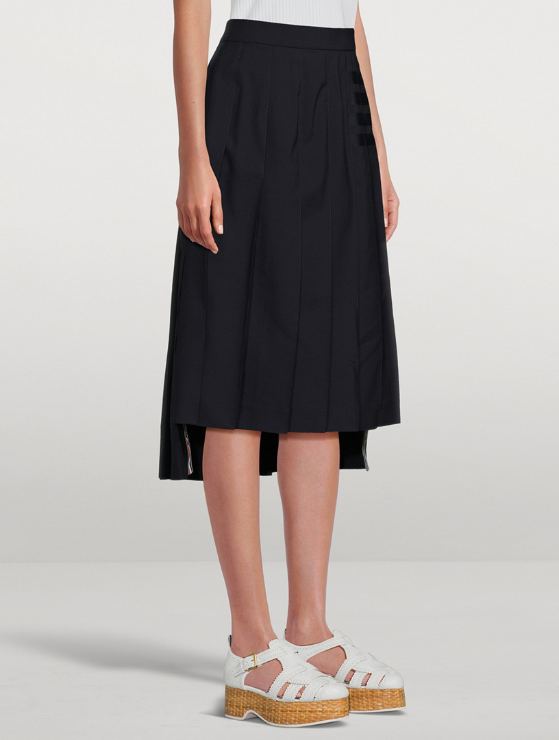 THOM BROWNE 4-Bar Dropped Back Pleated Midi Skirt | Holt Renfrew