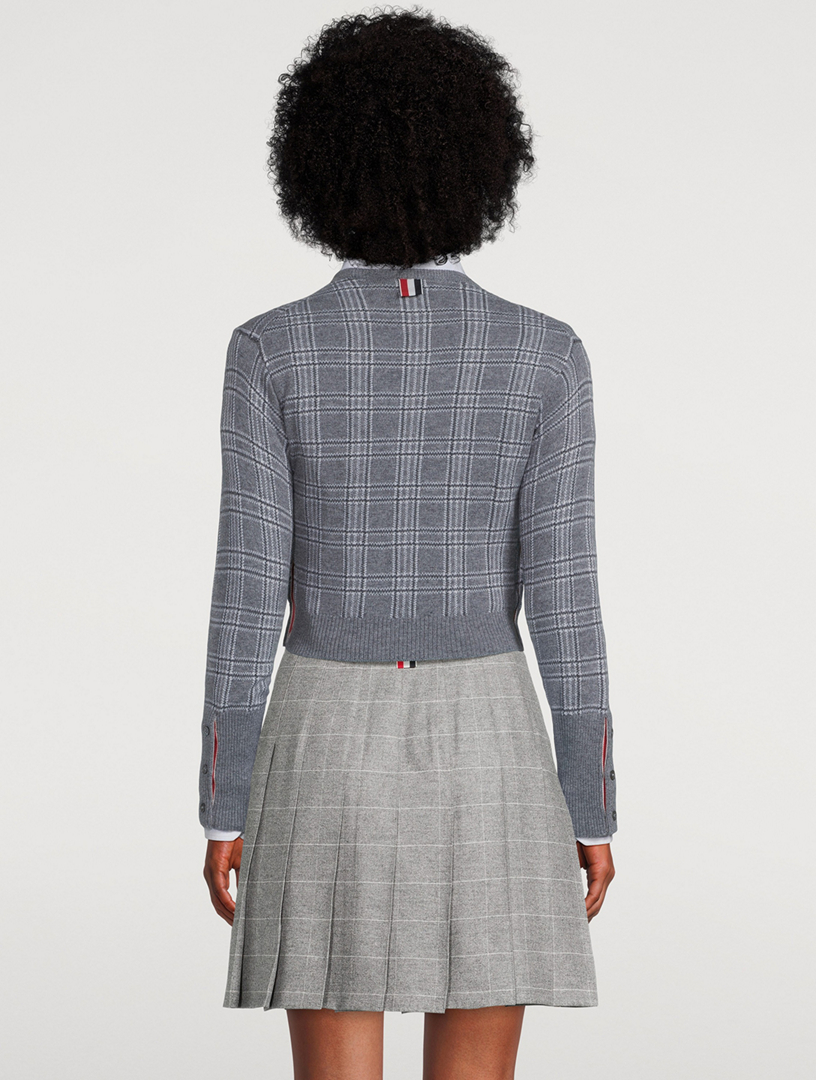 Cropped Cashmere Cardigan Prince Of Wales Check