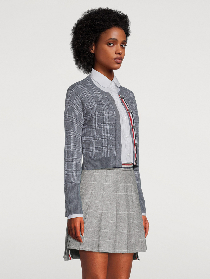 Cropped Cashmere Cardigan Prince Of Wales Check