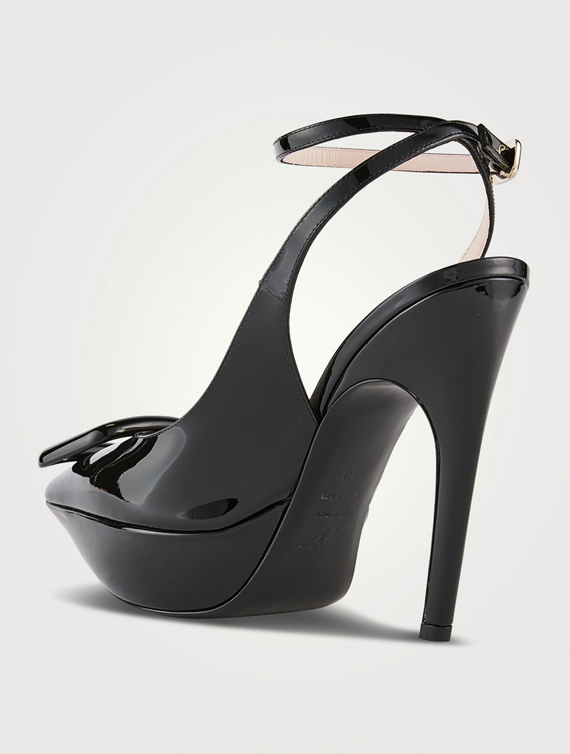 Viv' Choc Lacquered Buckle Slingback Pumps in Patent Leather