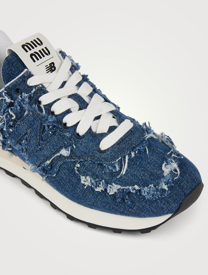 X New Balance 574 Denim Sneaker in Blue - Miu Miu