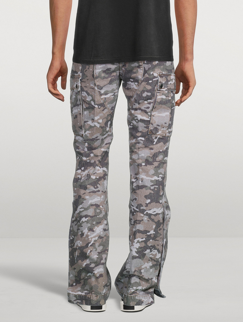 【新品】AMIRI M65 CAMO CARGO KICK FLARE 31 NWT Amiri M65 Camouflage Print Denim Kick Flare Leg Cargo