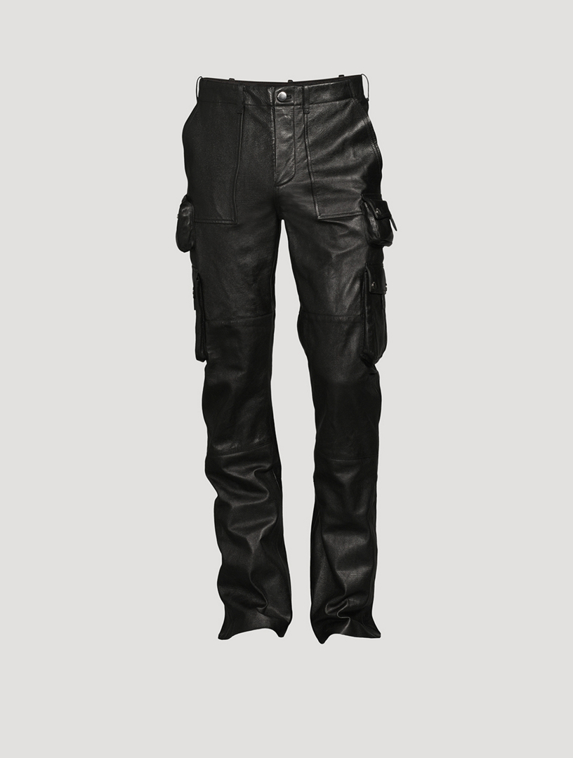 Flared leather leggings in black - Amiri