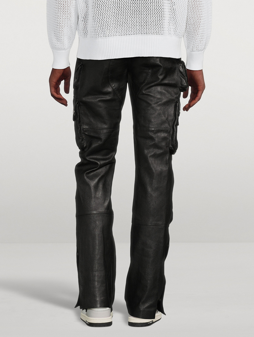 Flared leather leggings in black - Amiri