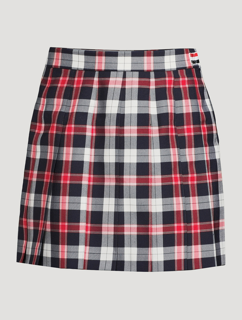 Pleated Twill Mini Skirt In Tartan Print