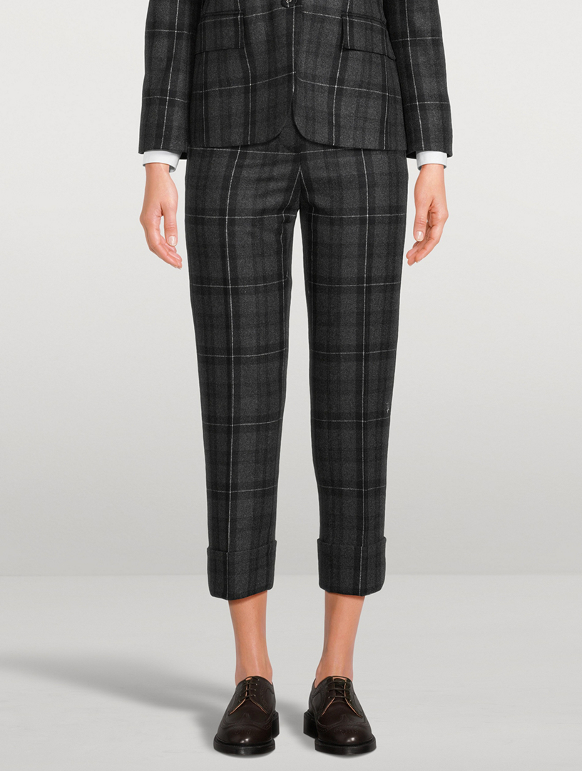 Wool And Cashmere Flannel Trousers In Check Print