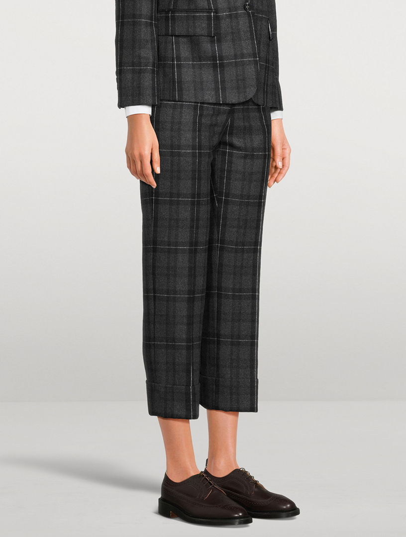 Wool And Cashmere Flannel Trousers In Check Print